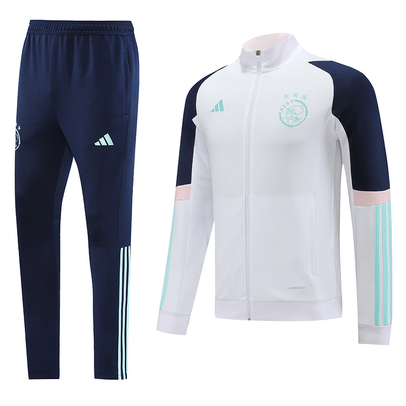 AAA Quality Ajax 23/24 Tracksuit - White/Navy Blue